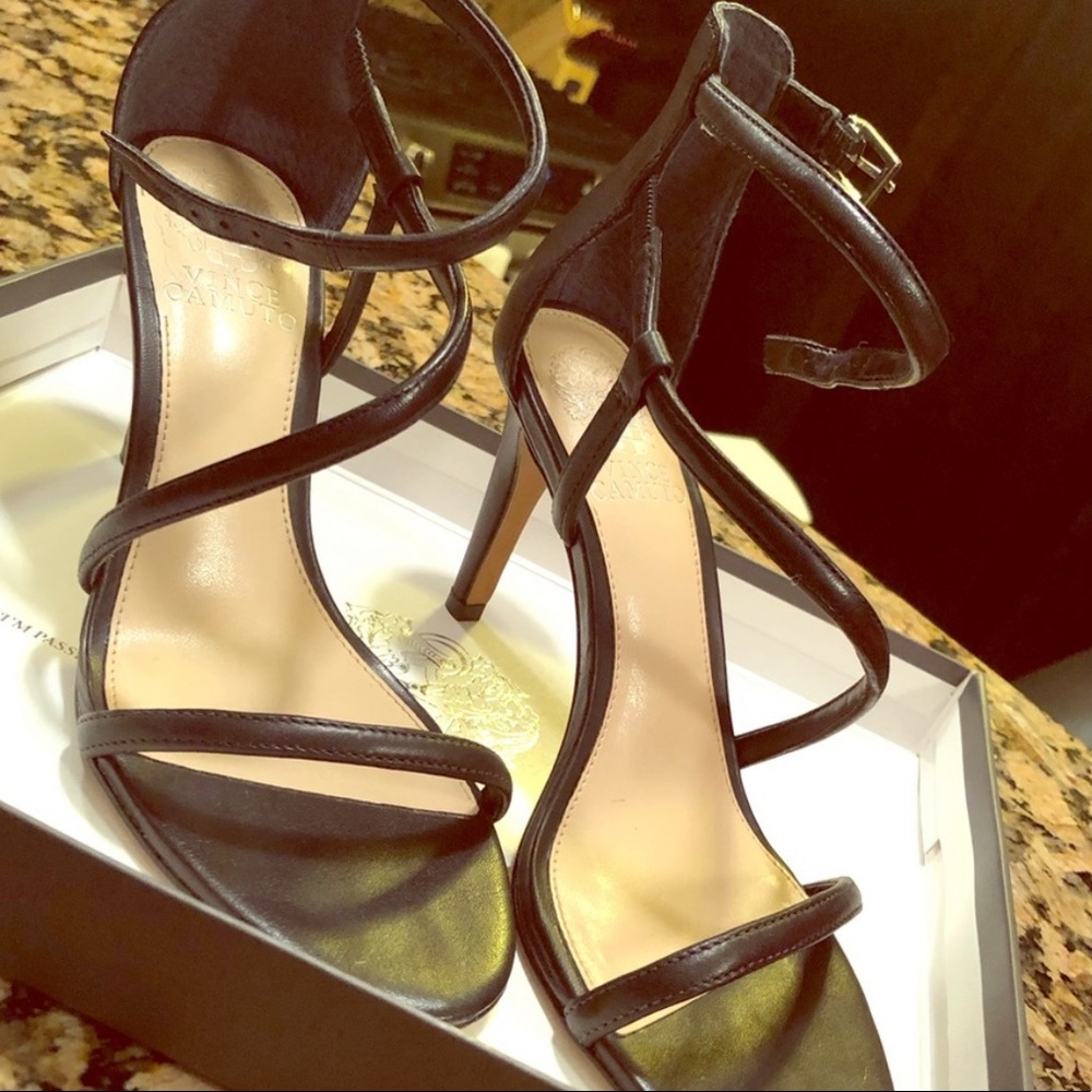 Black strapped heels